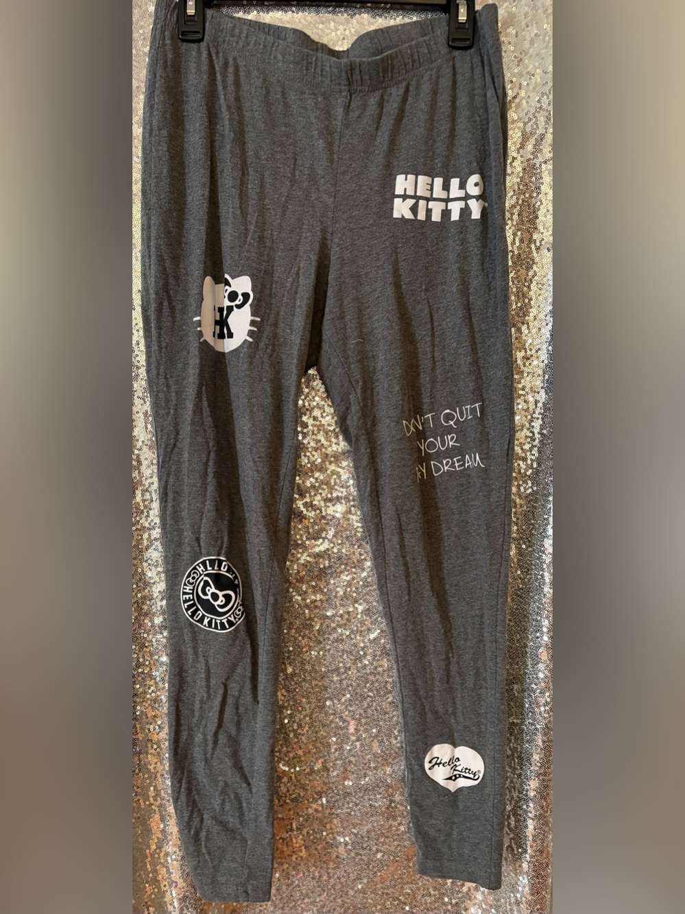 Hello Kitty Dark Gray Leggings with White Logos